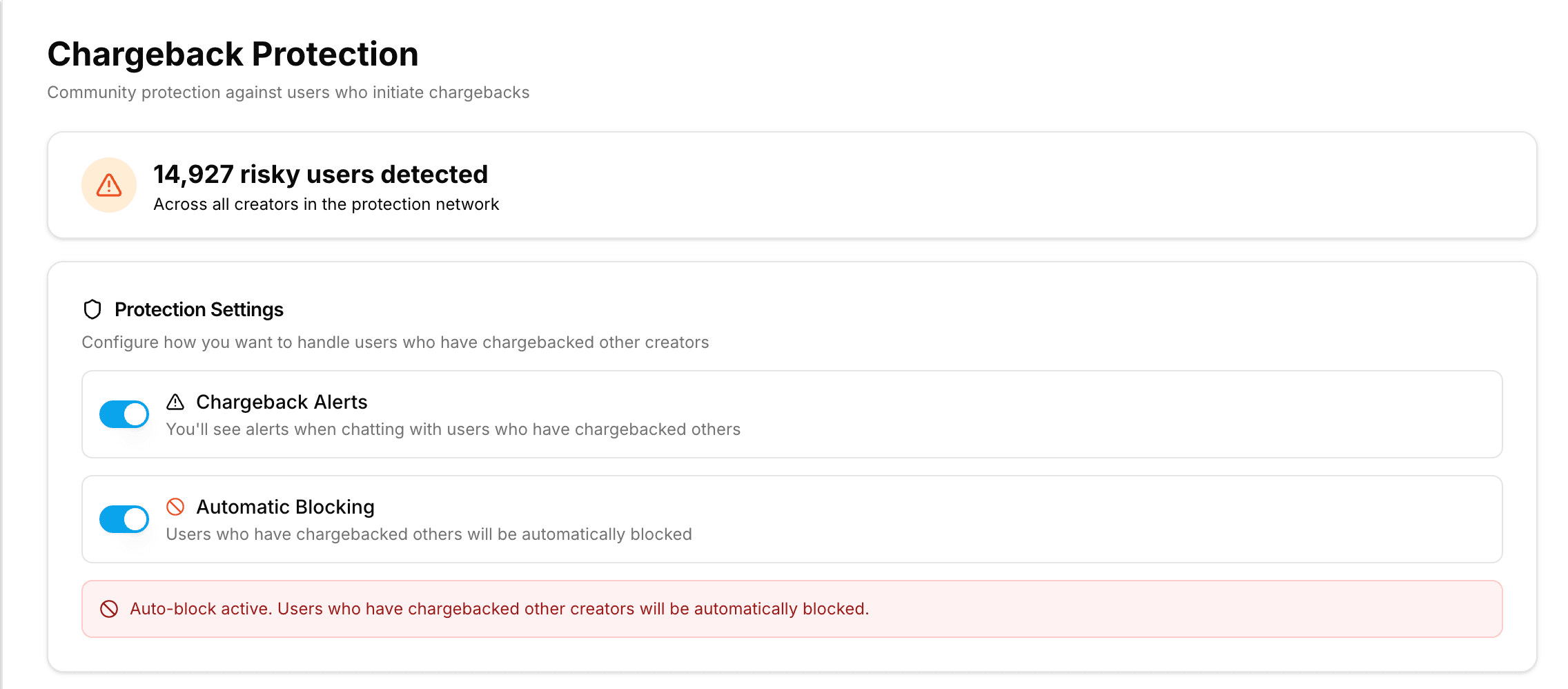 Chargeback Protection UI